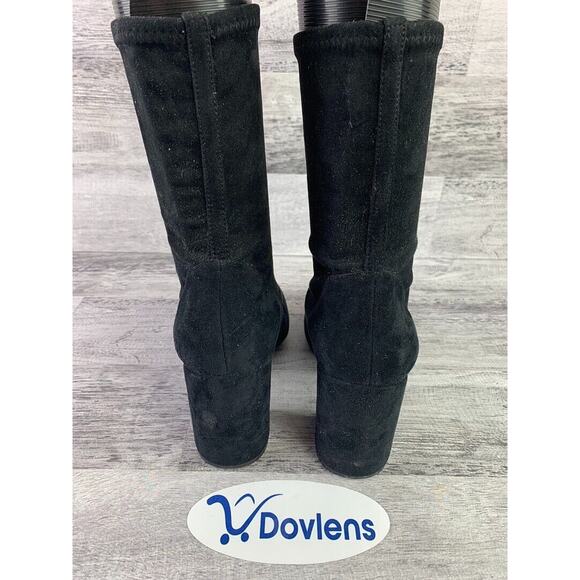 Womens Black Suede Mid Calf High Heel Boots Size 5.5M By H - Picture 3 of 5